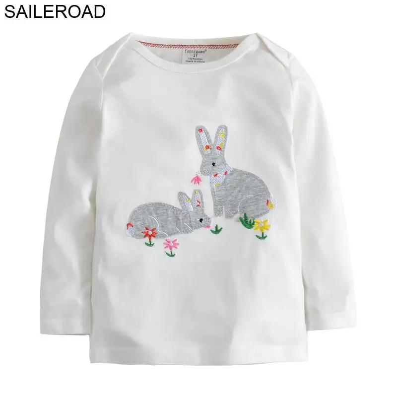 

SAILEROAD New Cartoon Rabbit Chidlren Kids Girls Wear Summer Clothing Cotton Child Kids Baby Long Sleeve T-Shirts Costumes