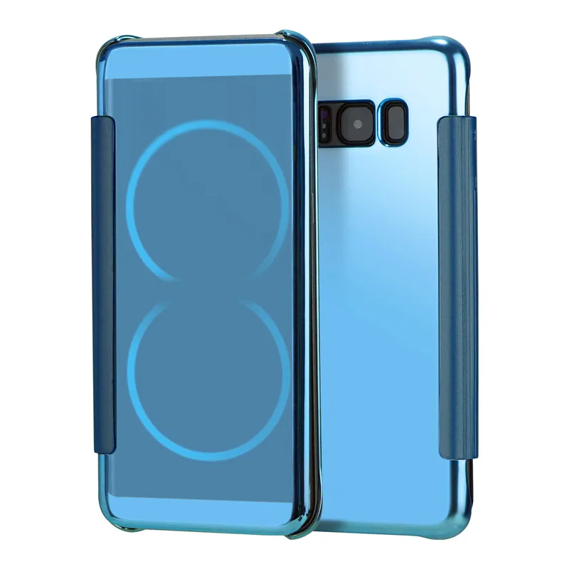 

Mirror Case For Samsung S 8 S8 View Window Mirror Plating Leather Cover Flip Case for Samsung Galaxy S8 Plating Cases Covers