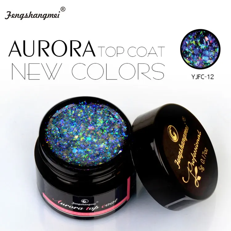 Профессиональный Гибридный Гель-лак для ногтей fengshangmei, 5 г, новинка, лак Aurora Top Coat, долговечный Блестящий Гель-лак с блестками