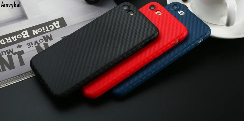 Amvykal для iphone X 6 6s 7 8 Plus чехол красный черный мягкий Уретановый Термопластик(tpu) гелевый карбоновый Чехол Мягкий силиконовый чехол с пылевым штекером 100 шт./партия