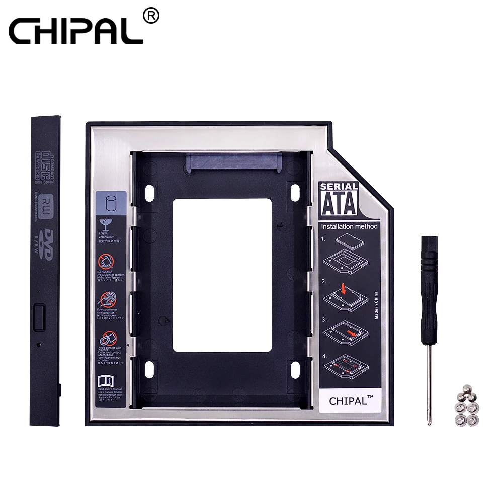 CHIPAL 10 шт. дополнительный жесткий диск HDD Caddy 12,7 мм SATA 3,0 для 2," SSD корпус жесткого диска с Светодиодный индикатор для ноутбука ODD DVD-ROM