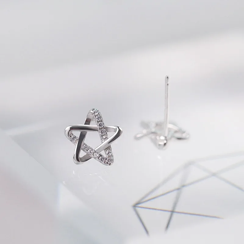 Серьги звезды cz 100% стерлингового серебра 925 ювелирные гипоаллергенный серьги для