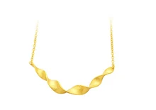 Pure 24K Yellow gold Water Ripple font b Necklace b font font b chain b font