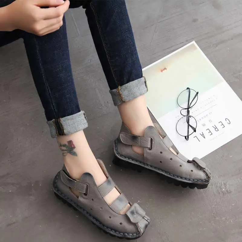 

Casual Flats Shoes Women Genuine Leather PU Women Flats Summer 2019 New Adult Comfortable Hardwearing Hot Sale Footwear MM-289