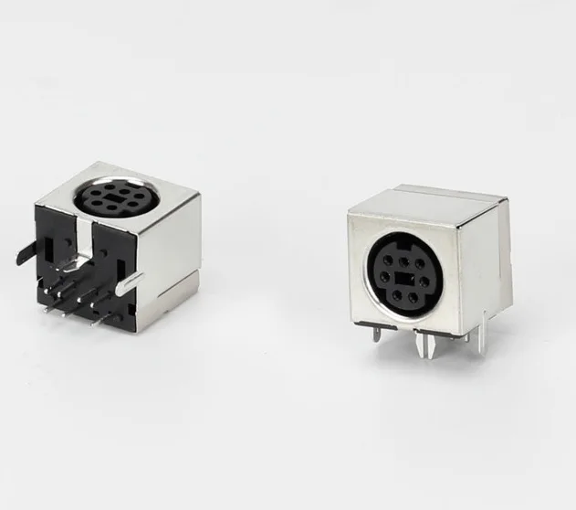 

100 pcs S-video 7 Pin Mini Din Socket Connector shield Right Angle through hole PCB Mount Mini Circular DIN Receptacle Socket