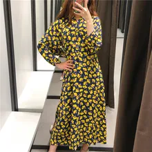 Women stylish floral print midi dress three quarter sleeve female casual wear straight mid calf dresses summer chic vestido