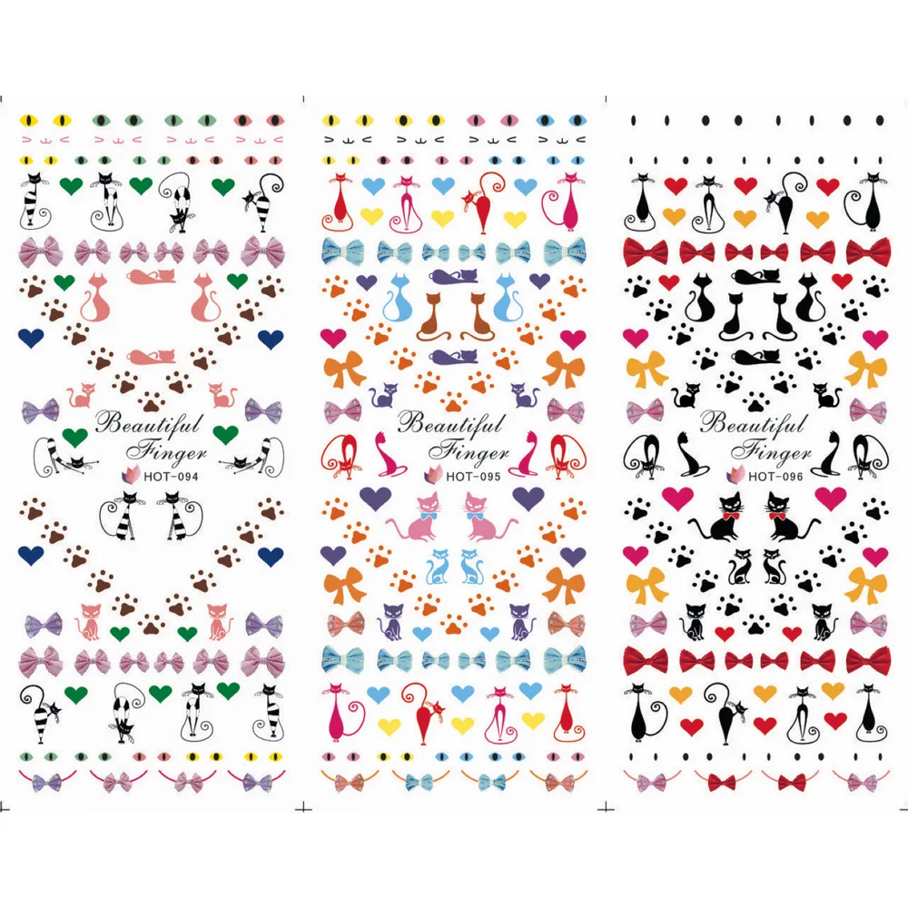 3PCS LOT NAIL ART TATTOOS STICKER WATER SLIDER DECAL FULL COVER CAT KITTEN font b PUSSY