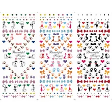 3PCS/LOT NAIL ART TATTOOS STICKER WATER SLIDER DECAL FULL COVER CAT KITTEN PUSSY BUTTERFLY KNOT BOW TIE PAW HOT94-96