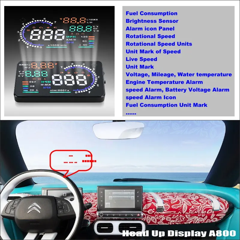 Car HUD Safe Drive Display For Citroen C3 Picasso C4 Refkecting Windshield Head Up Display font