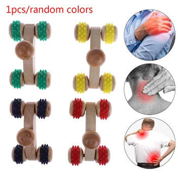 

1Pcs Reflexology Foot Massage 4 Solid Wooden Roller Massager Relaxing Hand Foot Head Body Face Massage Tool Color Random