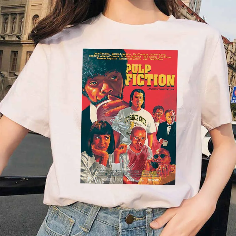 Pulp fiction Эстетическая Миа 90s Ulzzang Harajuku Movie футболка уличная Женская футболка Женские футболки женские футболки забавные