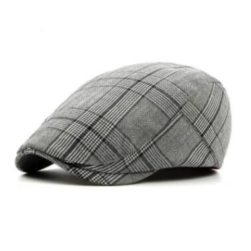 Который в душе мужской женский летне-весенний клетчатый берет уличная плоская кепка для женщин и мужчин винтажная Повседневная остроконечная шляпа утконоса gorras - Цвет: Серый