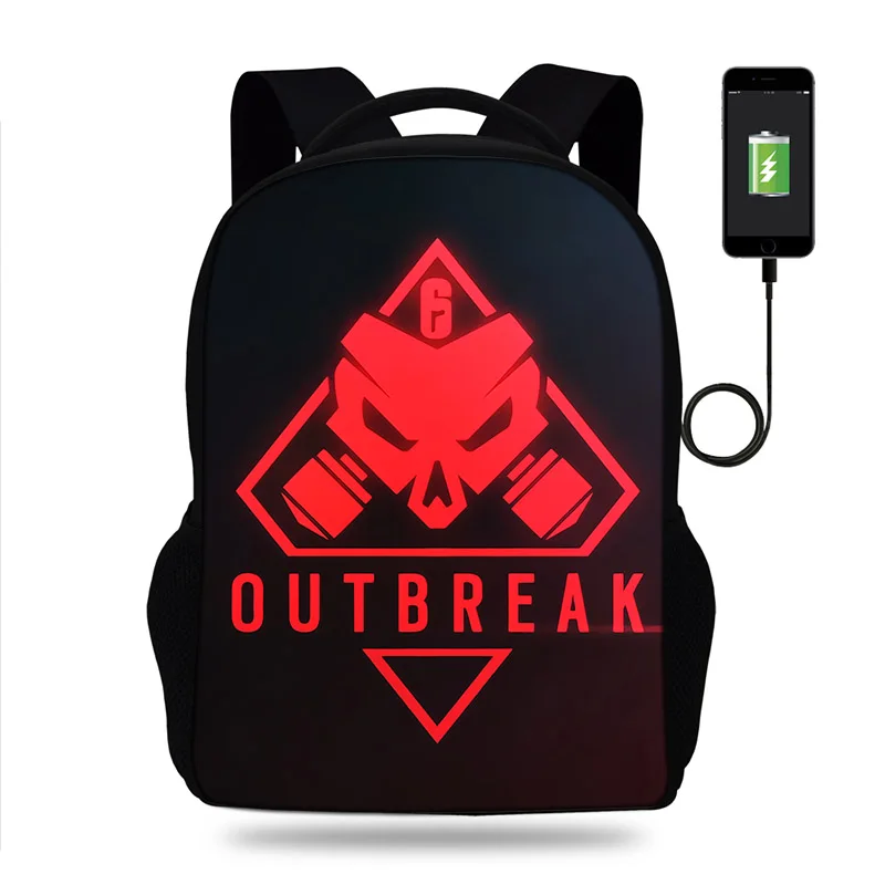 

Tom clancy's rainbow six siege Men Laptop Backpack USB Charging Backpacks Computer Bag Unisex School Backpack Bag Travel mochila