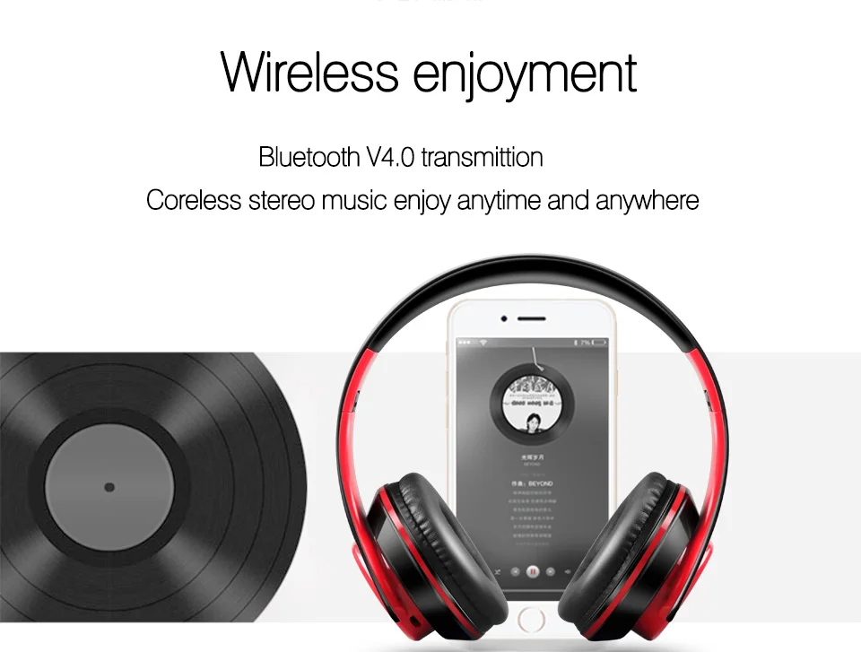 wireless headset Bluetooth earphones and headphone for girls samsung sport and SD card with mic HIFI stereo headphone in phone (17)