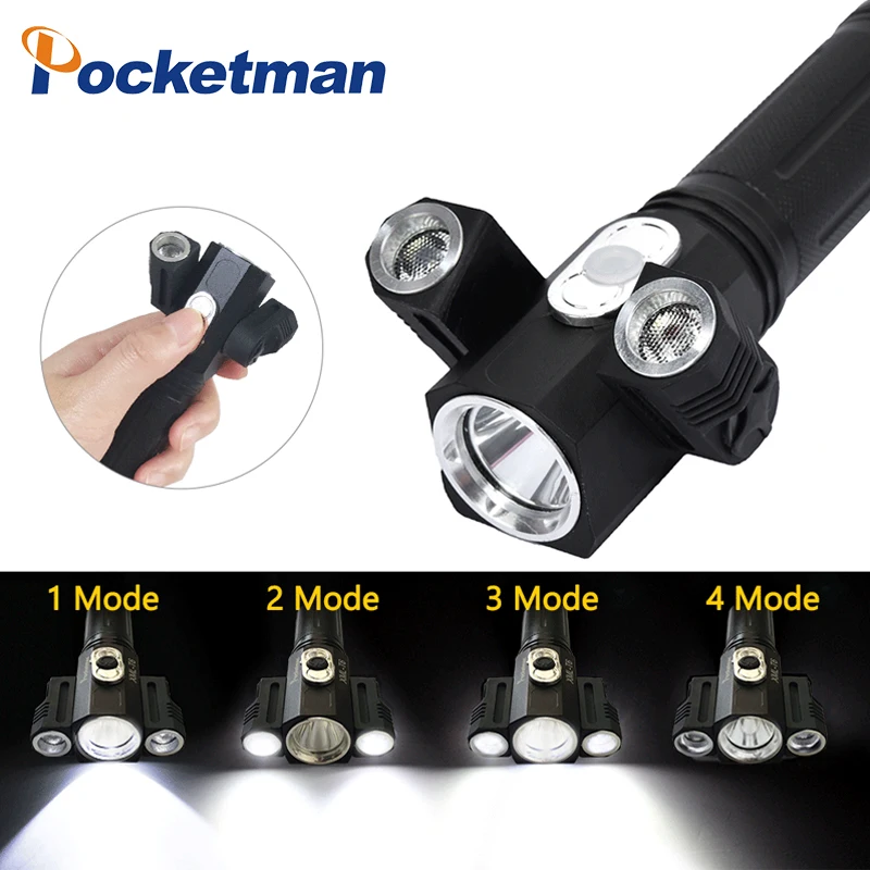 

10000LM LED Flashlight Lanterna Led T6+2*XPE 360 Rotating Sidelamp Tail Magnet Best Repair Camping fishing Torch