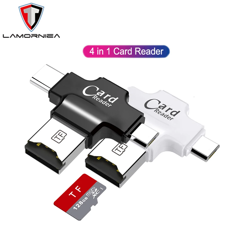 Lamorniea 4 в 1 кардридер Тип C Micro SD кардридер Тип C OTG USB C память для iPhone iPad MacBook samsung адаптер