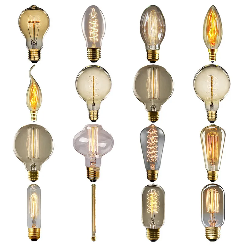 

Vintage Bulbs E27 E14 Incandescent Bulb ST64 G80 Filament Bulb Squirrel-cage Carbon Bulb Retro Edison Light For Pendant Lamp