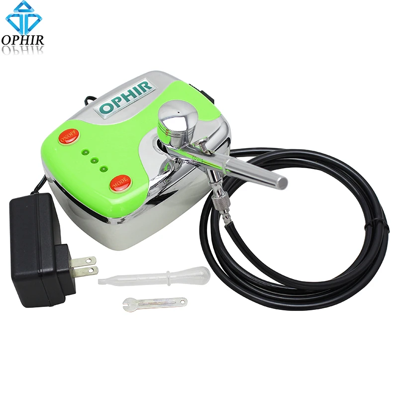  OPHIR 0.3mm Dual Action Airbrush Kit with Mini Air Compressor for Temporary Tattoo Cake Decorating 