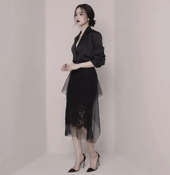 Lace deep v neck long suit formal suit Lace deep v neck long suit formal suit