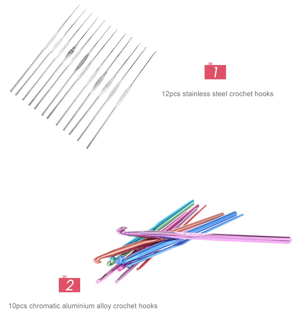 22pcs Metal Crochet Hooks Bearded Needles Set