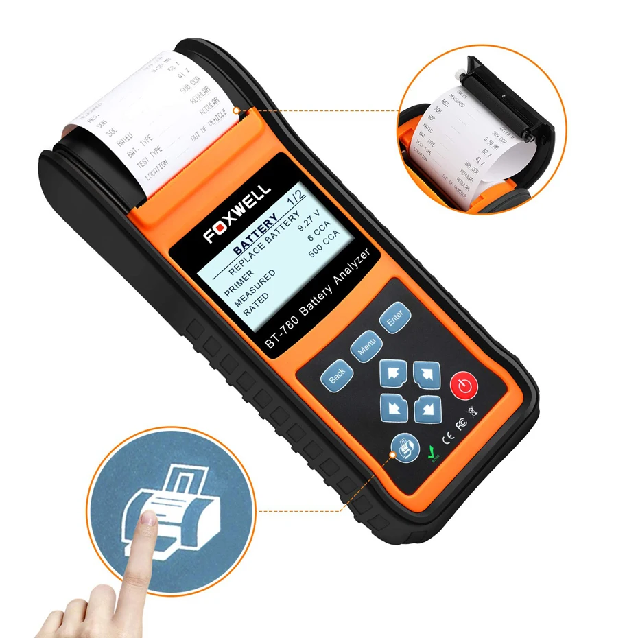FOXWELL BT780 12V тестер батареи 0 1000A автомобиль AGM гель EBP анализатор Встроенный принтер