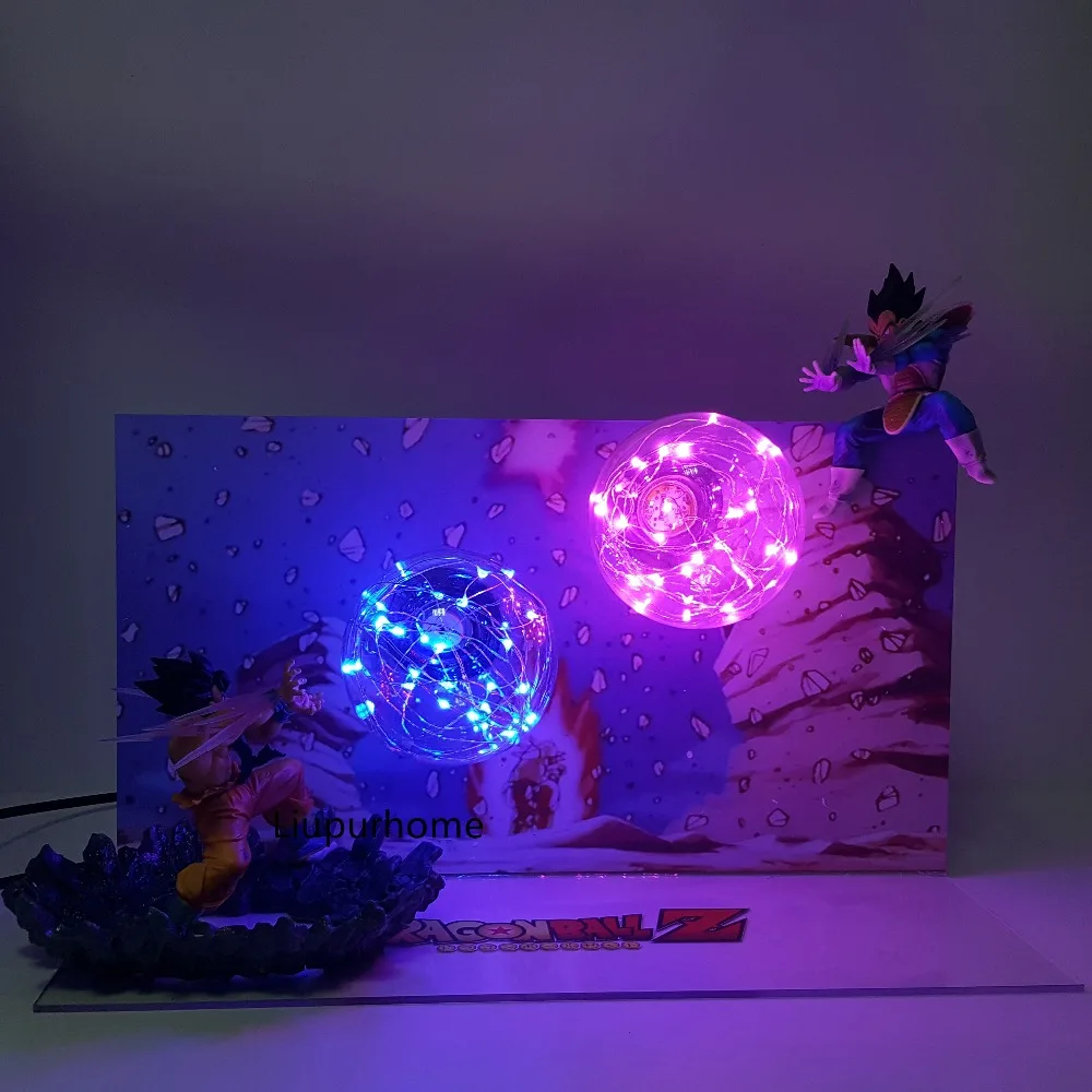 Dragon Ball лампы Goku kamehameha против Вегета galick Gun Светодиодные ночные огни Lampara Dragon Ball Z игрушечные фигурки из игры Dragon Ball DBZ(“ночной Светильник