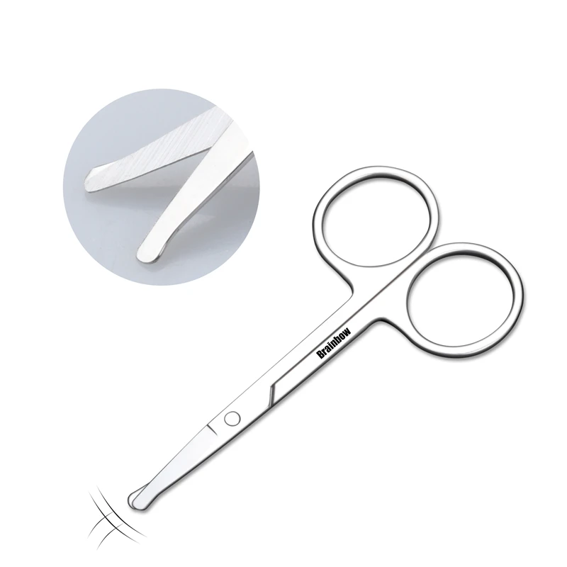 Brainbow 2pcs Small Makeup Scissors Eyebrow Eyelashes Nose Hair Scissor Stainless Steel Face Hair Removal Tools Round Point Head 4
