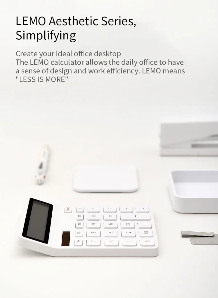 Xiaomi LEMO 12 digital Desktop Calculator Solar dual power supply Widescreen display for school office calculator Calculating Tool (6)