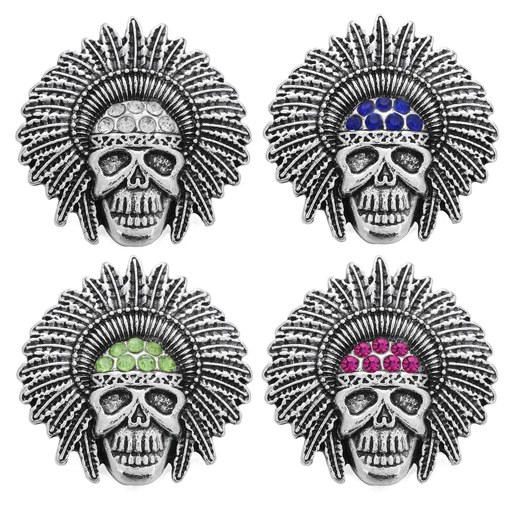 Leather Skull Snap Button Leather Button Jewelry Bracelets 10pcs
