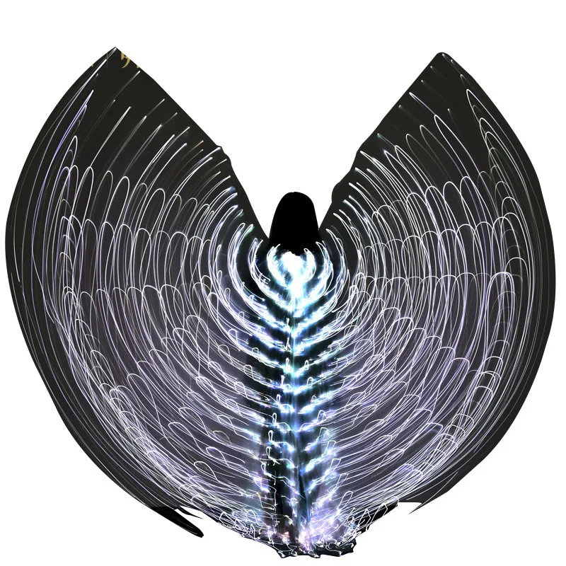 

Hot LED Light Wings 360 Degree 140cm Belly Dance Glowing Wings For Women Ballroom Dance Dress with Retractable stick