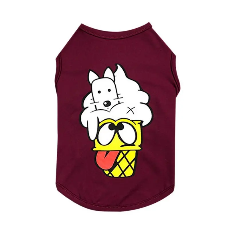 6 размер милый рисунок мороженого летний крутой костюм для собаки одежда для щенка эластичный костюм для французского бульдога Тедди собаки на открытом воздухе