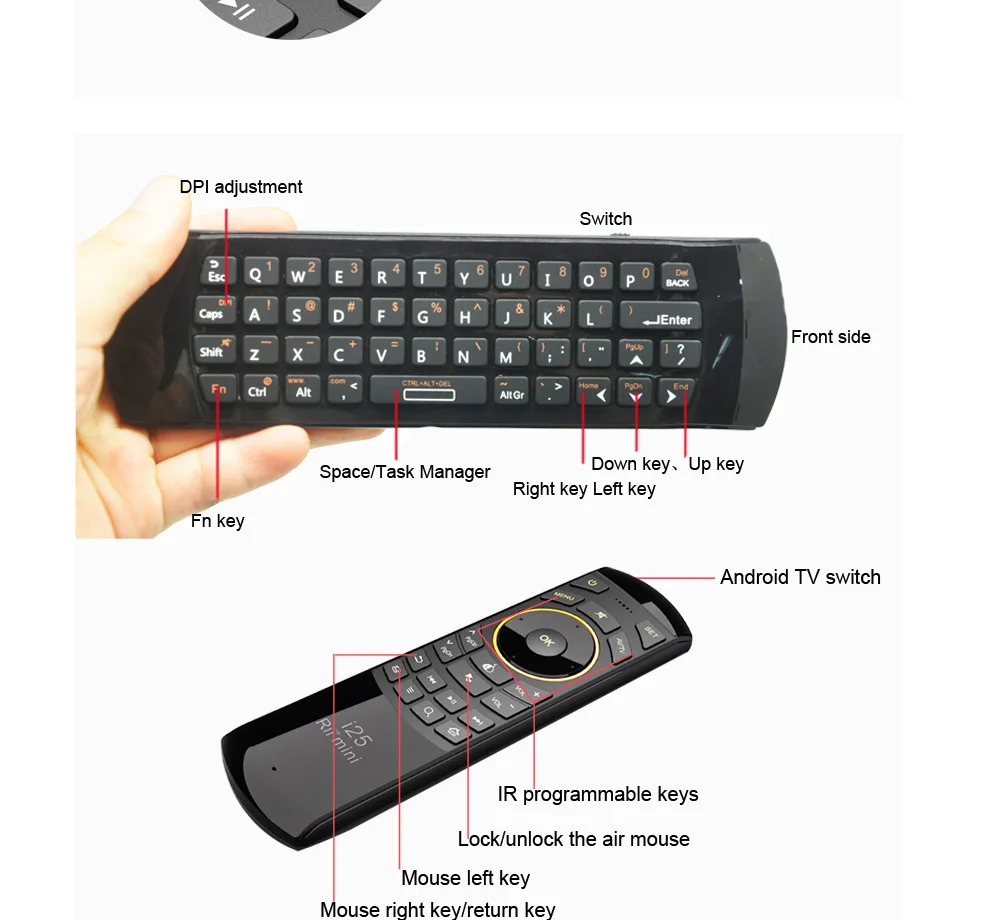 Rii i25 Русская Мини Беспроводной Клавиатура 2,4 ГГц Беспроводной воздуха Мышь с ИК Функция для Android 9,0 ТВ Box Mini PC IPTV