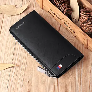

WilliamPOLO New Men Wallet Long Clutch Accordion Credit Card Holder Genuine Leather Phone Purse Multi Card Case Zipper Organizer