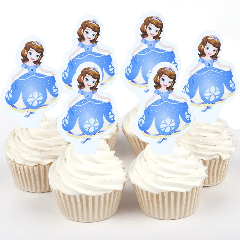 100pcs Disney Princess Snow white Cinderella Belle Paper Cupcake topper for cake decoration birthday wedding party suppliers