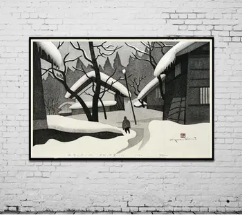 

hand painted famous artist wall art Japan style abstract pop art oil painting on canvas Snow in the Japanese countryside