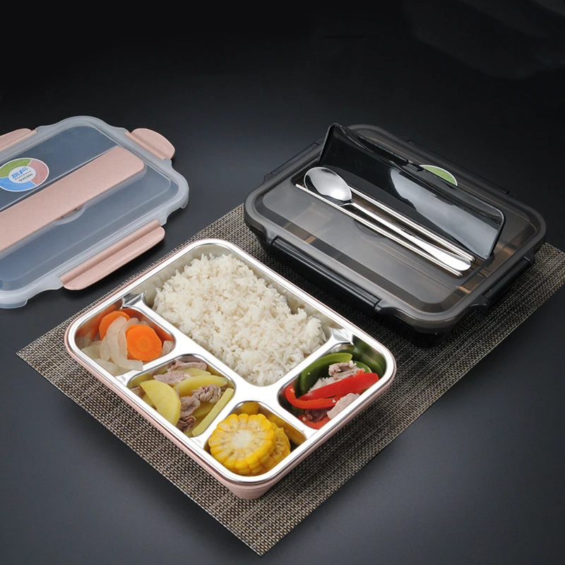 Portable 4/5 Compartments Stainless steel Lunch Box Leakproof Food