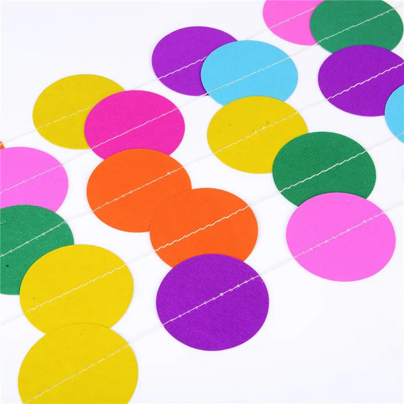 

2Pcs/Set 4 Meters Round Paper Garland Assorted Colors Circle Dots Hanging Decorations for Birthday Wedding Party Decoration