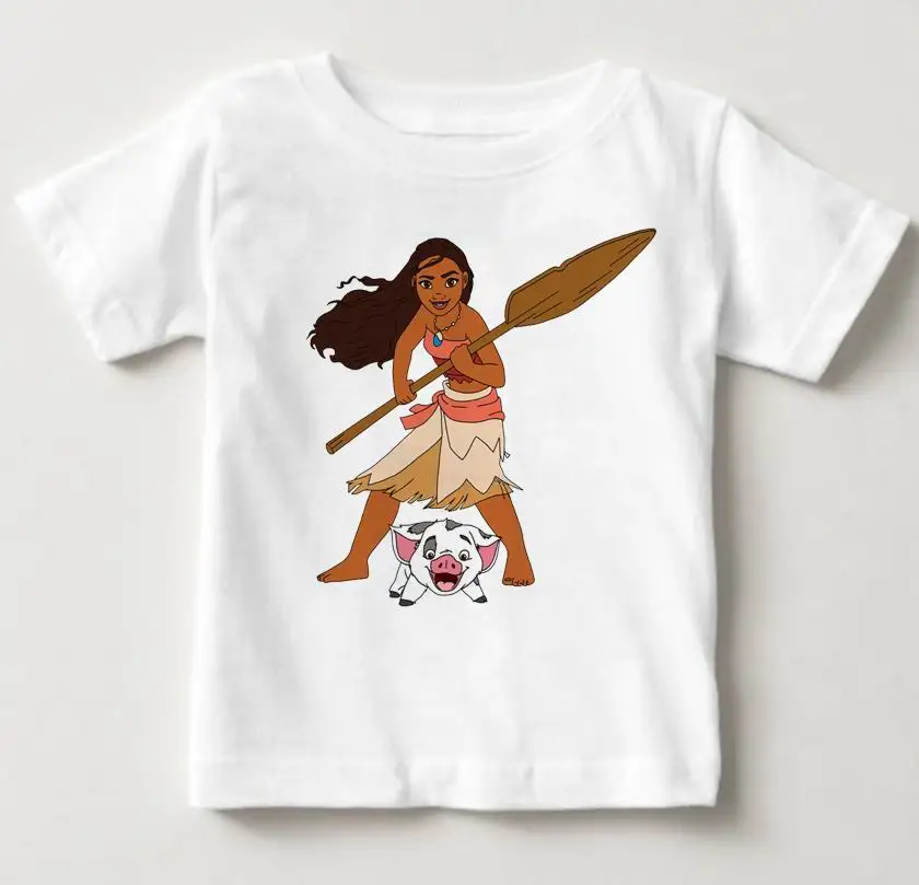 Г. Новая летняя детская одежда футболка для маленьких мальчиков и девочек Vaiana Moana/хлопковая Футболка с героями мультфильмов детские топы, футболки, белые футболки - Цвет: White childreT-shirt