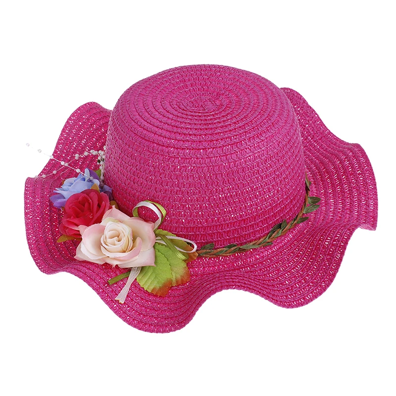 Rose Red Летняя Детская Цветочная дышащая шляпа Соломенные Детские шляпы от солнца шляпы для мальчиков и девочек - Цвет: Rose Red