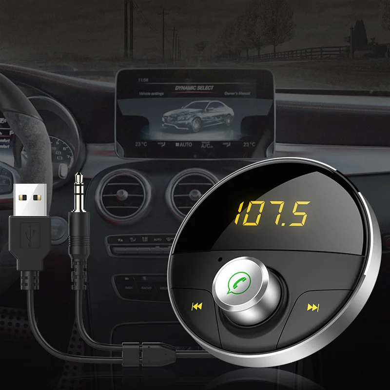Jajabor Bluetooth автомобильный комплект громкой связи вызов AUX аудио автомобильный mp3-плеер fm-передатчик Carkit Громкая связь Поддержка TF карта воспроизведения