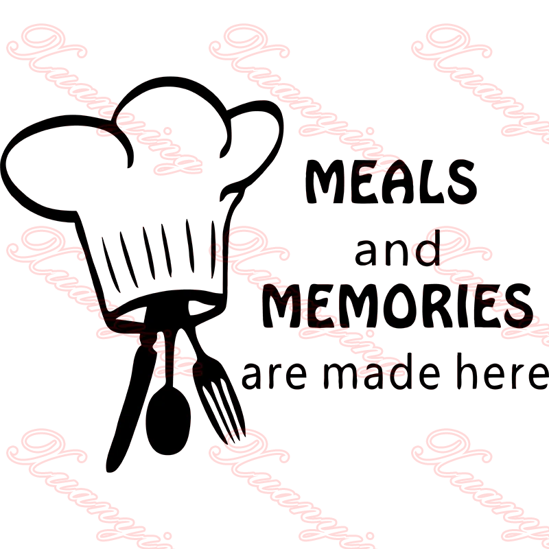 Funny Chef Hat Spoon Folk And Knife For Kitchen Quote Wall Sticker