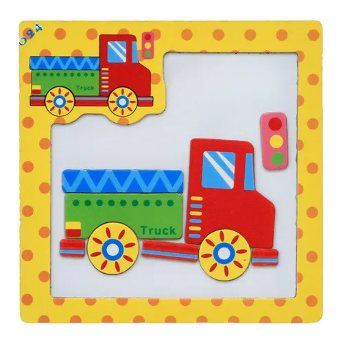 24Styles 3D Magnetic Puzzle Jigsaw Wooden Toys 15*15CM Cartoon Animals Traffic Puzzles Tangram Kids Educational Toy for Children 9