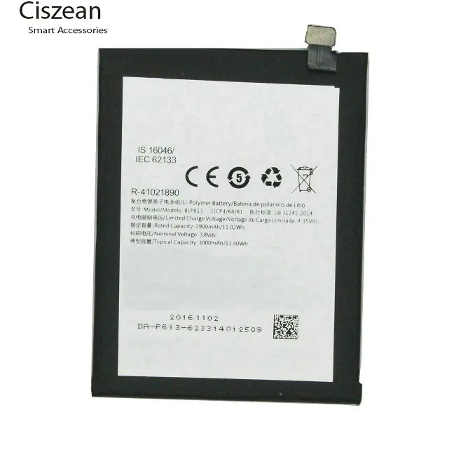 

1x 3000mAh / 11.4Wh BLP613 Replacement Battery For OnePlus 3 One Plus 3 Three Batterie Bateria Batterij