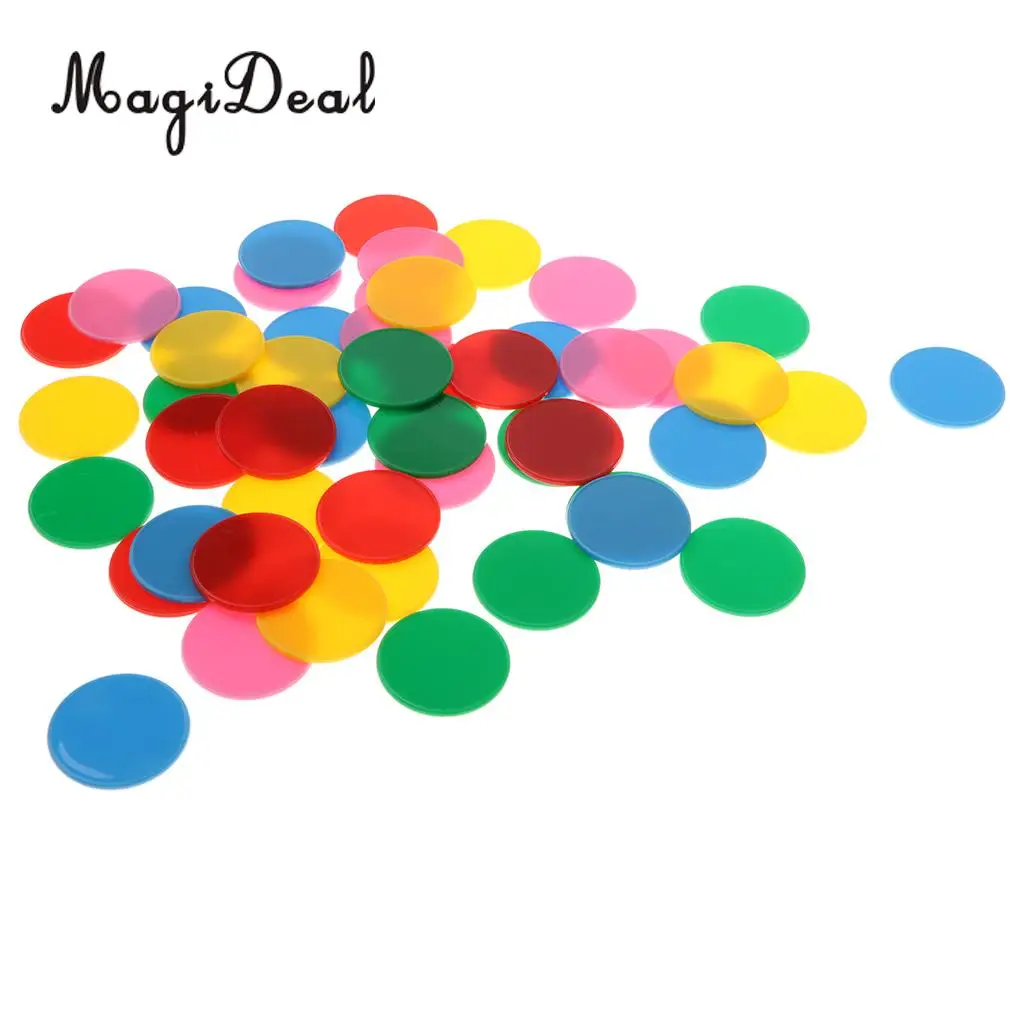 MagiDeal Colorful 50Pcs Plastic Counters Chips for Mathematics Numeracy