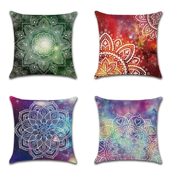 

Lychee Star Mandala Printed Pillow Case Cover Colorful Square 45x45cm Polyester Pillowcase Home Decorative Pillowcases