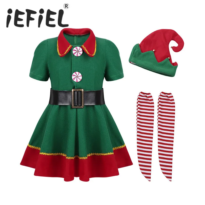 

iEFiEL Kids Children Girls Christmas Dress for Girls New Year Festival Santa Clause Costume Kids Fancy Dress Up Party Dresses