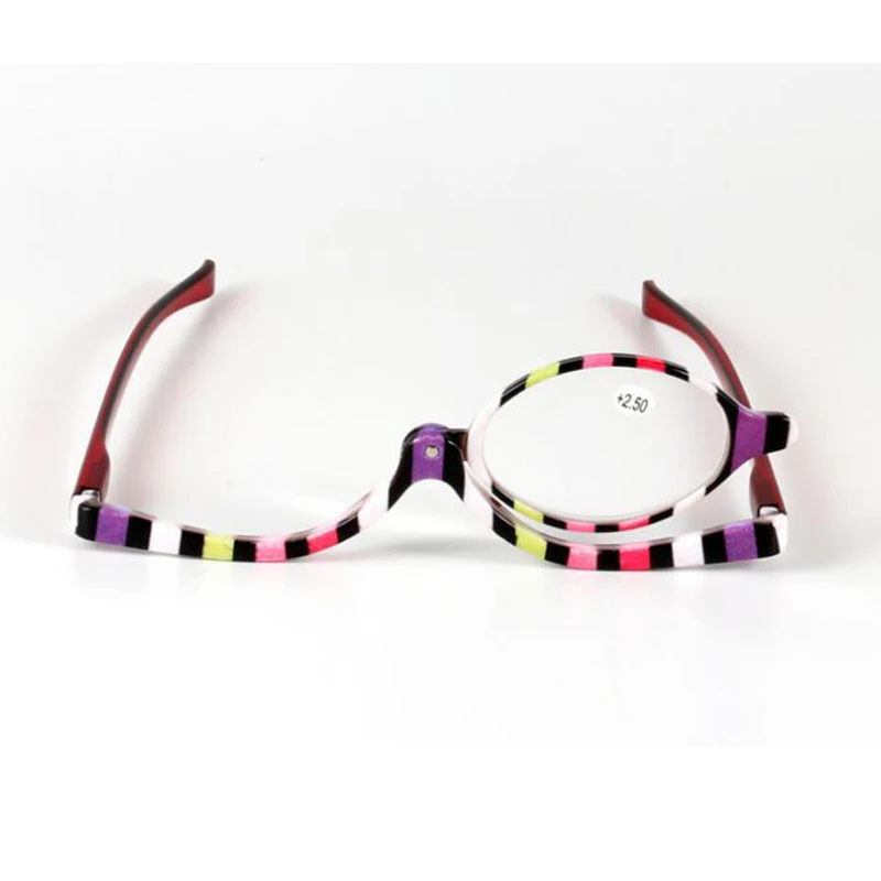 Полосатые увеличительные очки для макияжа глаз, очки для макияжа, откидные линзы, складные Косметические женские очки для чтения, лупа gafas