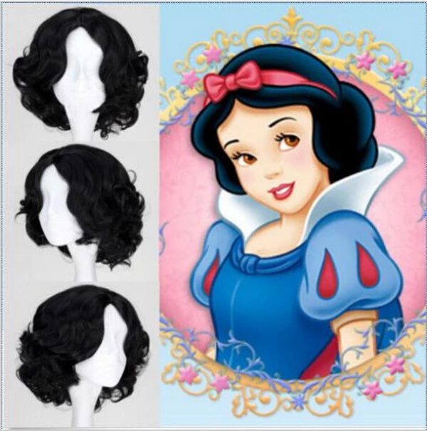 Halloween Holiday Dressed Up Snow White Princess Wig Full Curly