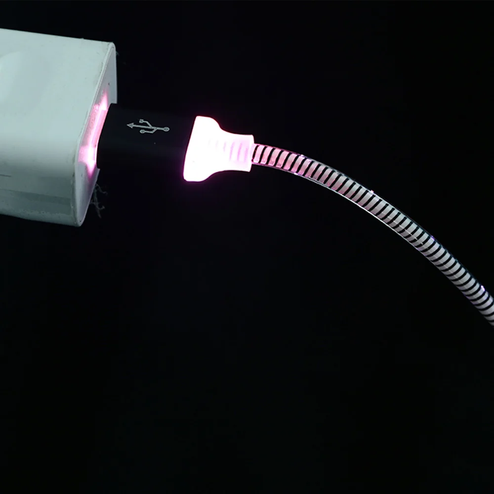 1 шт. USB-C Тип светодио дный C Glow светодиодный свет мигает металлический сплав быстрое зарядное устройство с синхронизацией данных светящиеся зарядное устройство Шнур данных провода разъем