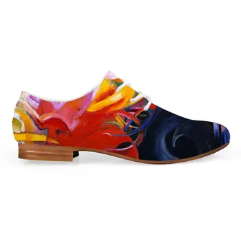

Customizable Synthetic Leisure Leather Men Lace-up Shoes Spatial Abstraction Painting Art Print Oxfords Shoes Man Platform Shoes